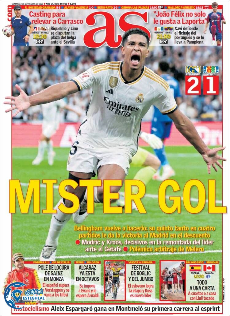 روزنامه  ورزشی آ اس یکشنبه 12 شهریور 1402