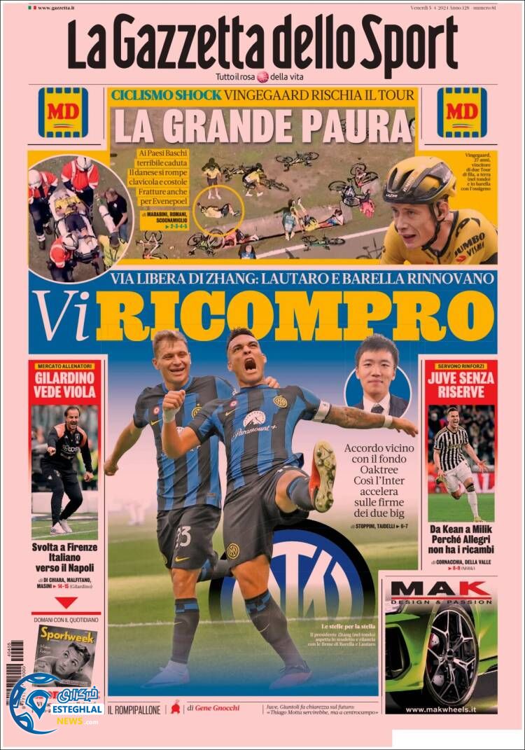 روزنامه ورزشی گاتزتا دلو اسپورت جمعه 17 فروردین 1403 