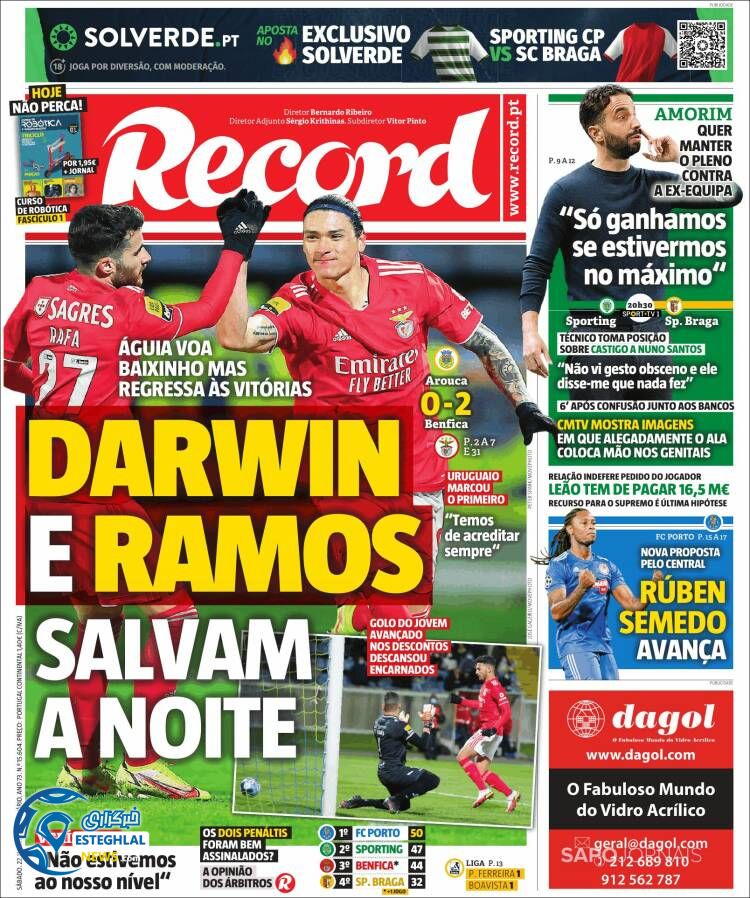 روزنامه ورزشی رکورد شنبه 2 بهمن 1400